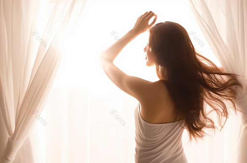 漂亮的青年女人在卧室,高清,摄影图,摄影图片,图片大全,摄影图免费下载